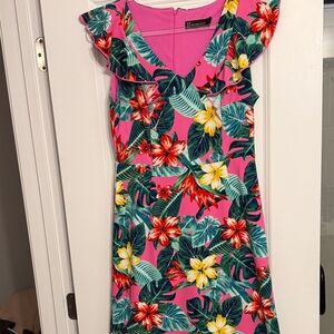 New York & Company Pink Floral Midi Dress